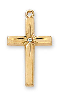 Cross in Gold Over Sterling Silver with 18" Gold Plated Chain