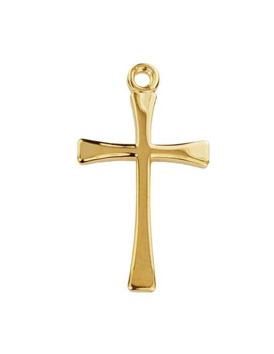 Cross in Gold Over Sterling Silver w/ 18" Rhodium Plated Chain