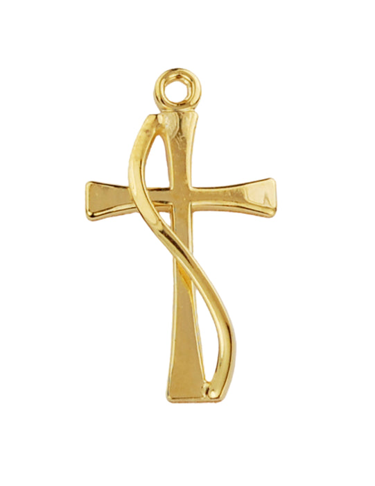 Cross in Gold Over Sterling Silver w/ 18" Rhodium Plated Chain