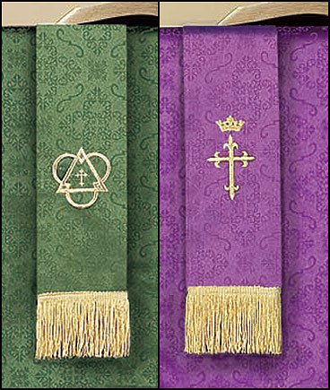 Jacquard Reversible Bookmark with Cross (Purple/Green)