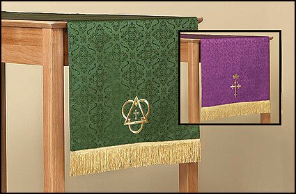 Jacquard Reversible Table Runner with Cross (Purple/Green)