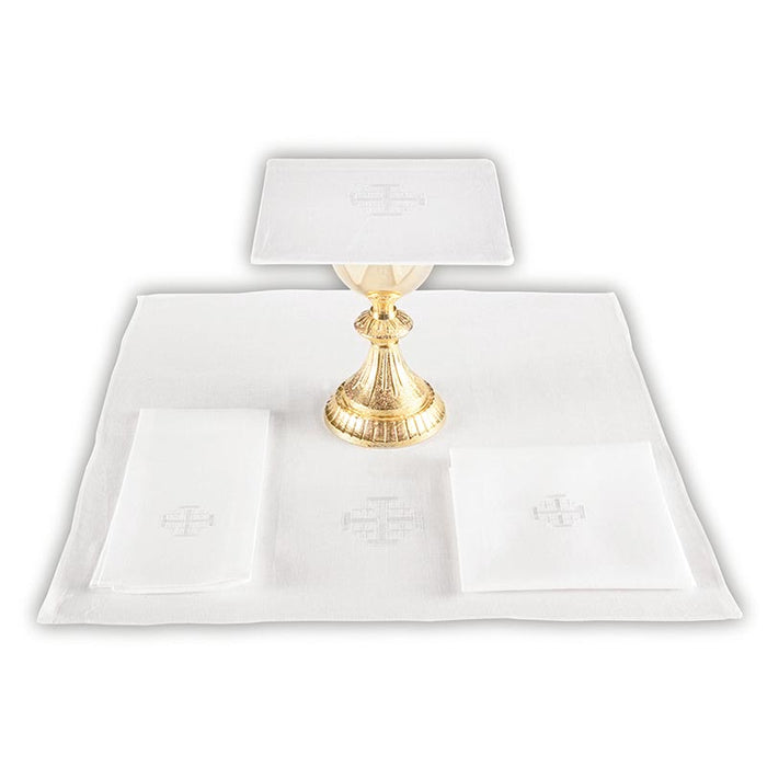 Jerusalem Cross Cotton Chalice Pall with Insert - 4 Pieces Per Package