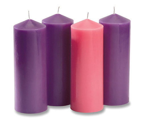 8" Advent Pillar Candle Set - 4 Pieces Per Set
