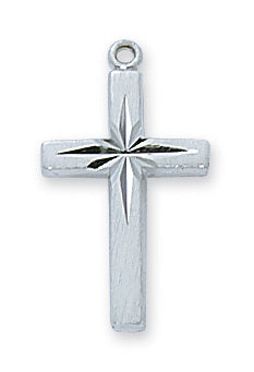 Cross in Sterling Silver with 18" Rhodium Plated Chain