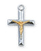 Sterling Silver Crucifix Pendant  with 18" Rhodium Plated Chain