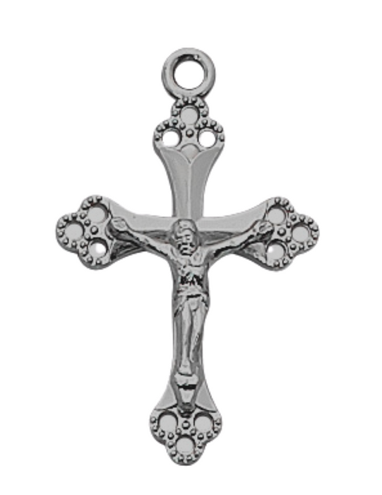 Sterling Silver Necklace with Crucifix Pendant and 18” Rhodium Plated Chain