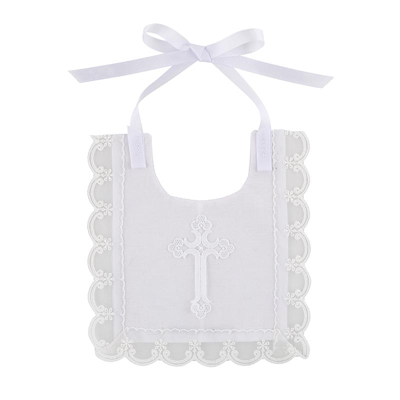 Laced-Trim Baptismal Bib (6 pieces per package)