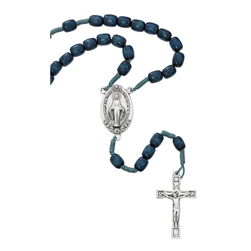 Large Blue Wood Beads Miraculous Medal Rosary Rosary Catholic Gifts Catholic Presents Rosary Gifts