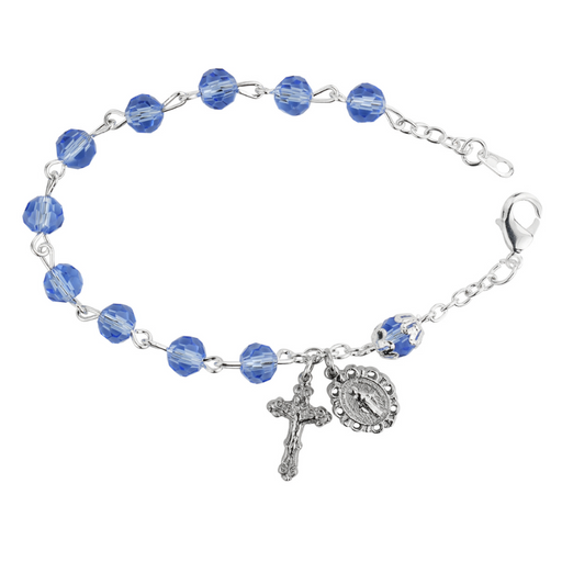 Light Blue Crystal Miraculous Medal Rosary Bracelet  our lady of miraculous medal power of the miraculous medal miraculous medal protection 
