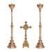 Traditional Solid Brass Crucifix and Candlesticks Altar Set Altar Crucifix Crucifix Crucifix Symbolism Catholic Crucifix items Altar Candlestick altar candle holders catholic altar set up for catholic mass altar set