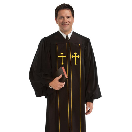 Men's Pilgrim Pulpit Robe with Piping and Cross