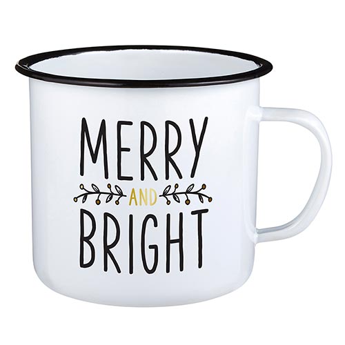 Merry and Bright -  Holiday Enamel Mug