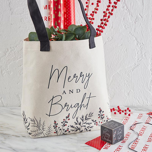 Merry and Bright Cotton Canvas Tote - 1 Piece Per Package