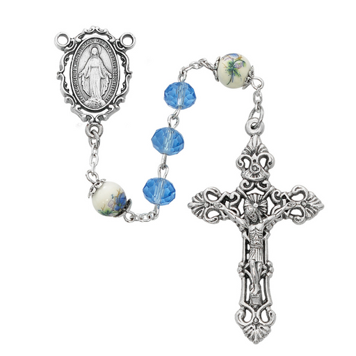 Miraculous Medal Blue Crystal Beads Rosary Rosary Catholic Gifts Catholic Presents Rosary Gifts