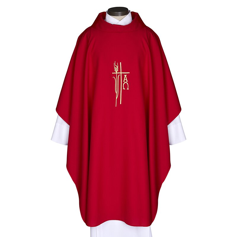 51" L Monastic Chasuble Alpha Omega and Cross Design Church Supply Church Apparels Chasuble liturgical vestment