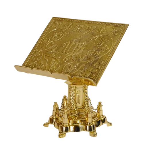Monument Missal Bible Sacramentary Stand in Solid Brass Polished Brass and Lacquered Missal Stand- Adjustable height Book Rest.