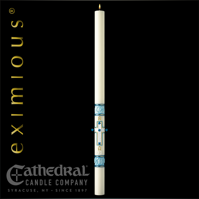 eximious® Most Holy Rosary Paschal Candle - Cathedral Candle - 51% Beeswax - 17 Sizes