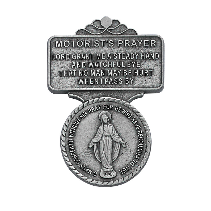 Motorist's Prayer Round Miraculous Medal Visor Clip Catholic Gifts Catholic Presents Gifts for all occasion