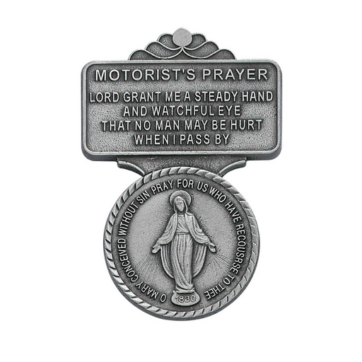 Motorist's Prayer Round Miraculous Medal Visor Clip Catholic Gifts Catholic Presents Gifts for all occasion