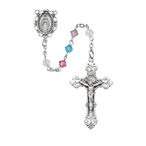 Multi Colored Swarovski with Sterling Silver Miraculous Medal Rosary Rosary Catholic Gifts Catholic Presents Rosary Gifts