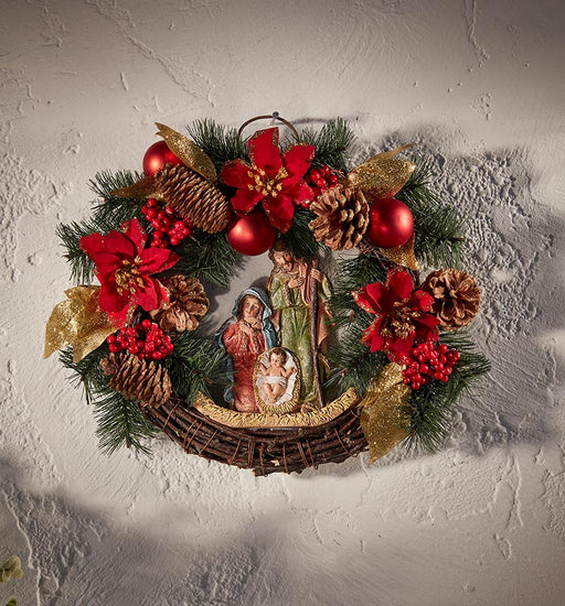 Nativity Wreath - Poinsettia