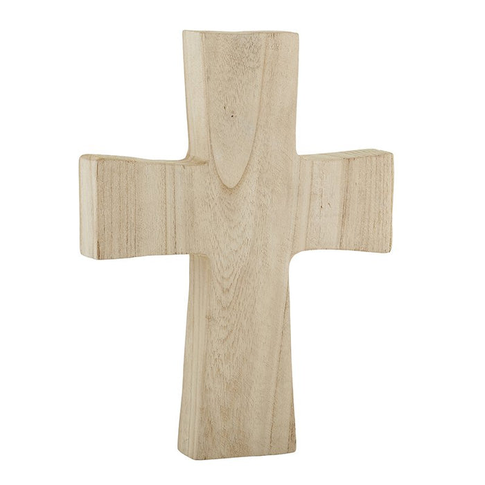Natural Finish Paulownia Wood Standing Cross - Large