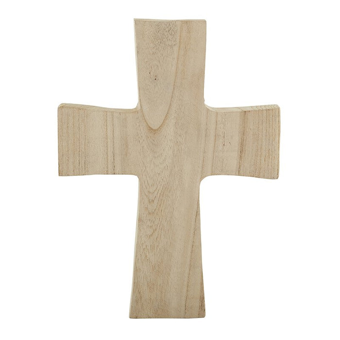 Cruz de pie de madera de Paulownia con acabado natural - Grande