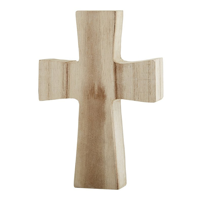 Cruz de pie de madera de Paulownia con acabado natural - Mediana