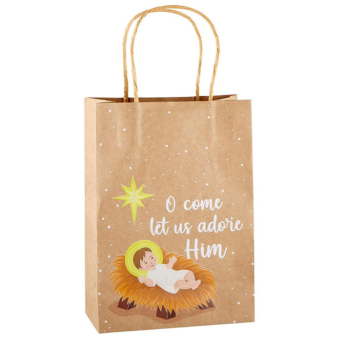 O Come Let Us Adore Him - Nativity Kraft Bag
