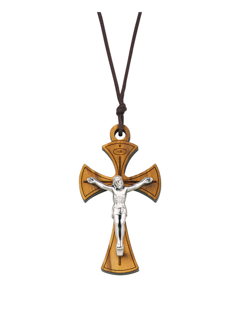 Olivewood Crucifix w/ Brown Cord Crucifix Crucifix Symbolism Catholic Crucifix items