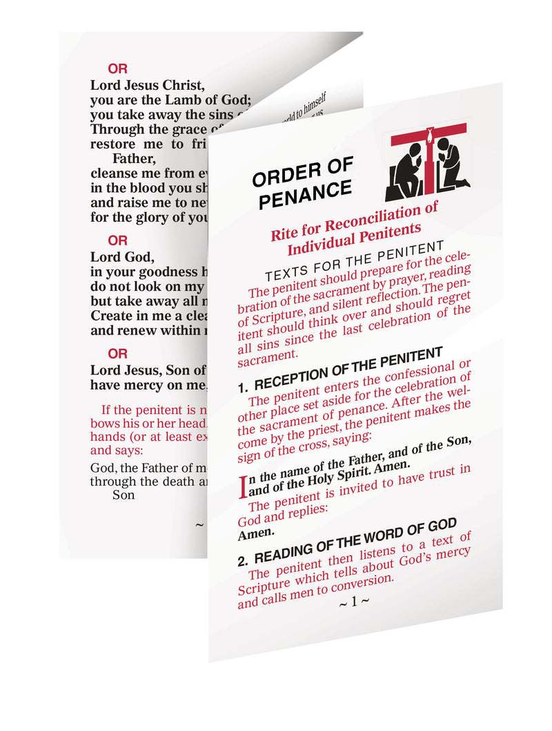 Order of Penance Tri-fold for the Penitents - 2 Packs Per Package
