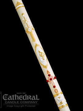 The Classic Collection Ornamented Paschal Candle - Cathedral Candle - 51% Beeswax - 18 Sizes