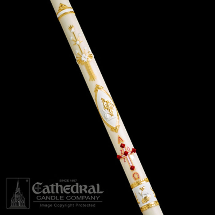 The Classic Collection Ornamented Paschal Candle - Cathedral Candle - 51% Beeswax - 18 Sizes