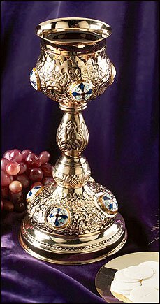 Ornate Cross Chalice with Paten Set