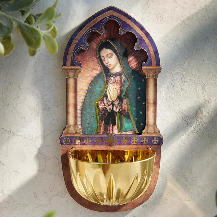 Our Lady Of Guadalupe Lasered Wood Holy Water Font - 4 Pieces Per Package Our Lady Of Guadalupe Lasered Wood Holy Water Font Lasered Wood Holy Water Font - Our Lady Of Guadalupe