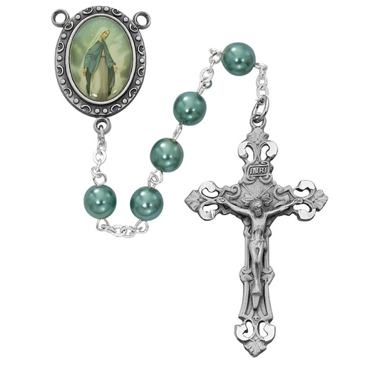 Our Lady of Grace Teal Beads Rosary Rosary Catholic Gifts Catholic Presents Rosary Gifts