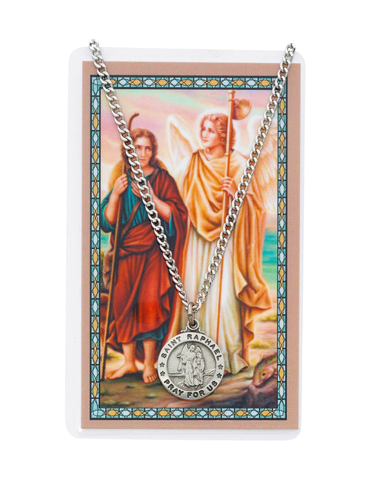 Laminated Holy Card St. Raphael St. Raphael Card  St. Raphael Necklace  St. Raphael Holy Card and Medal