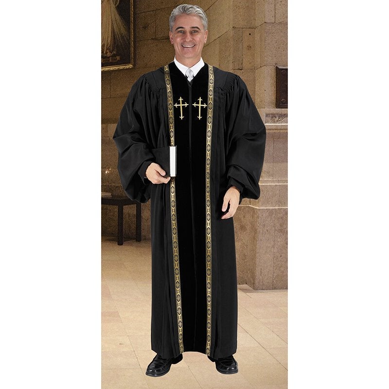 Cross Pic Robe Peachskin Pulpit Robe with Embroidered Cross — Agapao Store