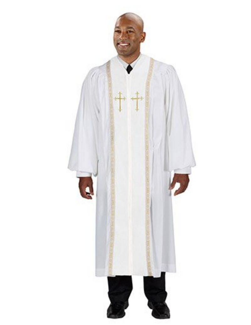 Cross Pic Robe Peachskin Pulpit Robe with Embroidered Cross — Agapao Store