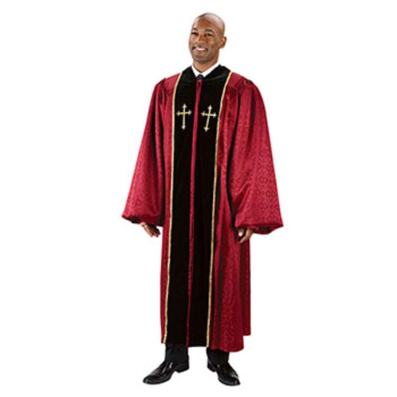 Cross Pic Robe Peachskin Pulpit Robe with Embroidered Cross — Agapao Store