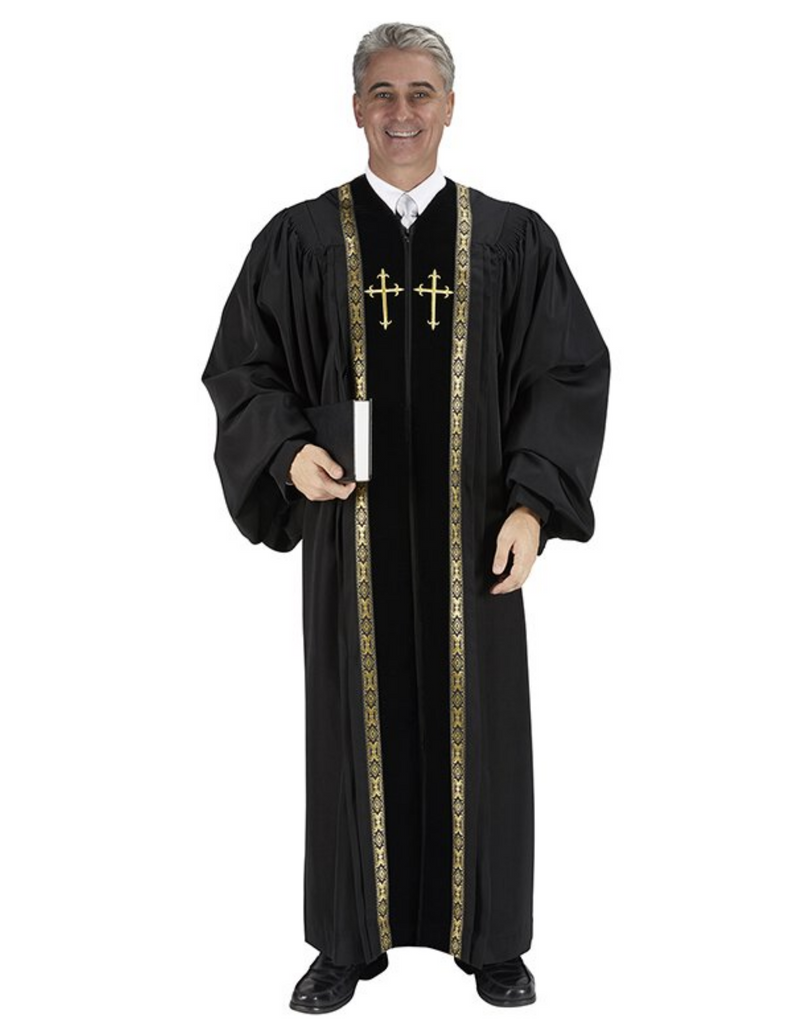 Cross Pic Robe Peachskin Pulpit Robe with Embroidered Cross — Agapao Store