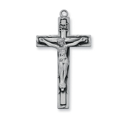Pewter Crucifix with 18" Rhodium Plated Chain in a Burgundy Box