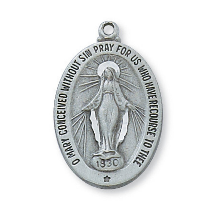 Pewter Miraculous Medal w/ 24" Silver Tone Chain Catholic Gifts Catholic Presents Gifts for all occasion