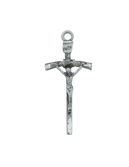 Pewter Papal Crucifix w/ 24" Silver Tone Chain Crucifix Crucifix Symbolism Catholic Crucifix items