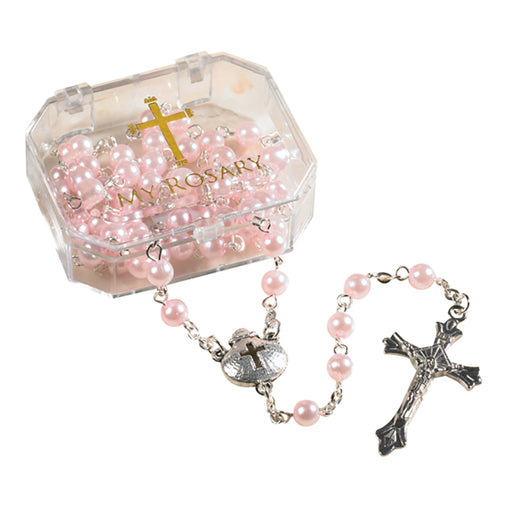 Pink Baptism Sacramental Rosary - 4 Pieces Per Package