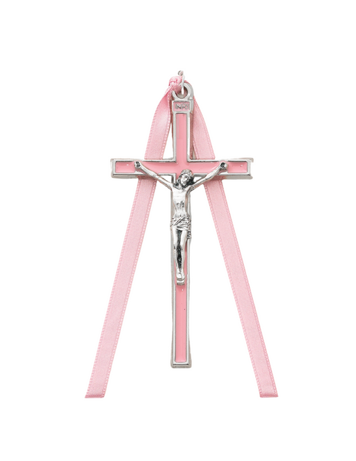 Pink Enamel Crib Crucifix baptismal gift baptismal present baby shower gift gift ideas