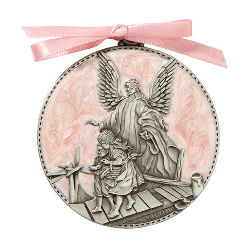 Pink Guardian Angel Crib Medal