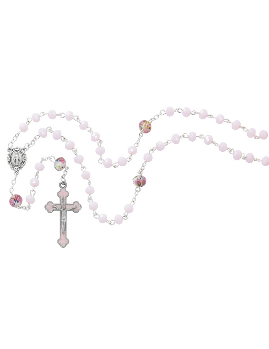 Pink Matte Beads Miraculous Medal Rosary