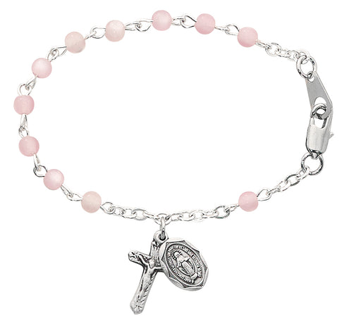 Pink Pearl Beads Rhodium Plated Miraculous Medal Bracelet Catholic Gifts Catholic Presents Gifts for all occasion