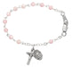 Pink Pearl Beads Rhodium Plated Miraculous Medal Bracelet Catholic Gifts Catholic Presents Gifts for all occasion